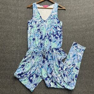 Lilly Pulitzer Paulina Jumpsuit S Palm Colorful Resort Casual Tank Pull On Beach